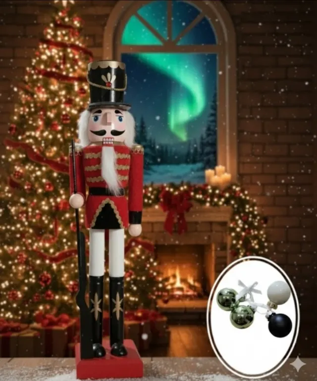 Soldado Natalino 50cm + 4 Bolas Decoração