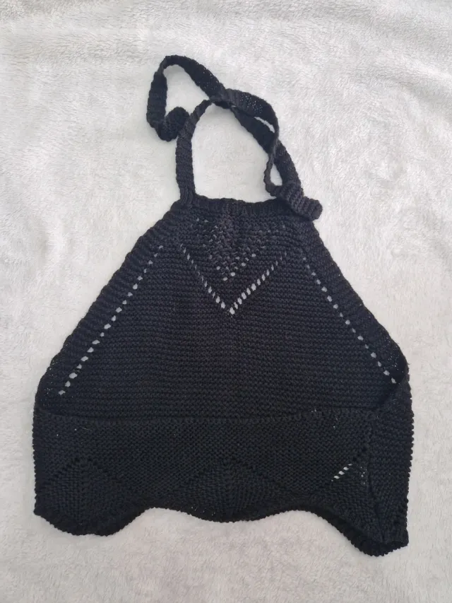 Top Crochet Negro Talla Única
