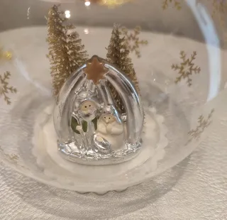 Portacandele Natale Vetro Oro