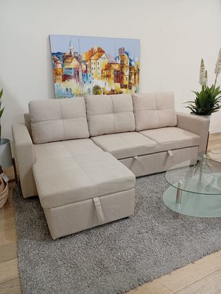 Sofá cama chaise longue con arcón