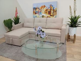 Sofá cama chaise longue con arcón