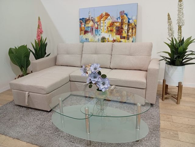 Sofá cama chaise longue con arcón