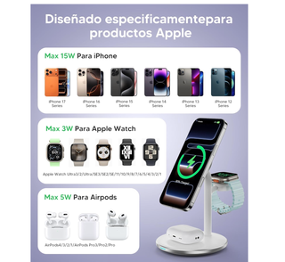 Base de carga 3 en 1 tipo MagSafe
