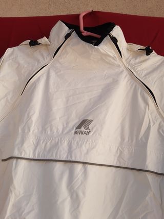 K-Way Anorak Bianco Impermeabile Tg M Cappuccio