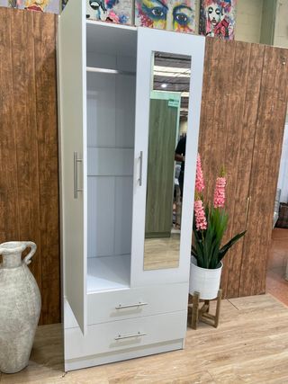 Armario 2 puertas con cajones y espejo