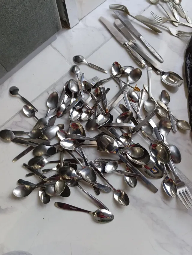 Set di posate antiche in alpaca