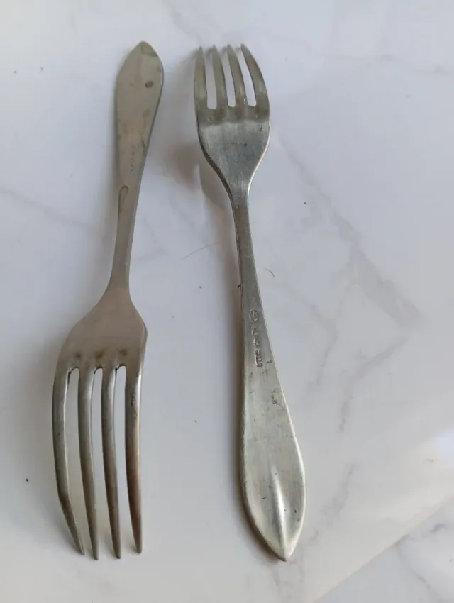 Set di posate antiche in alpaca