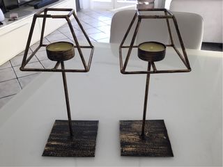 Coppia porta candela in metallo