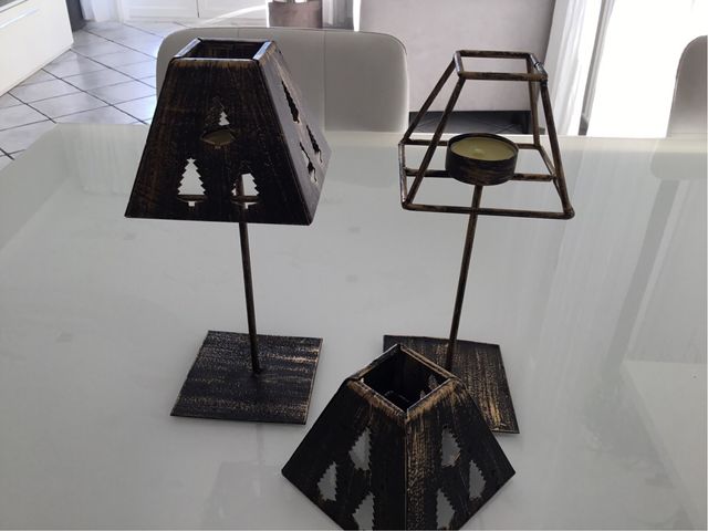 Coppia porta candela in metallo