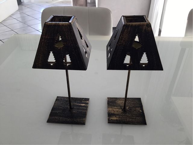 Coppia porta candela in metallo