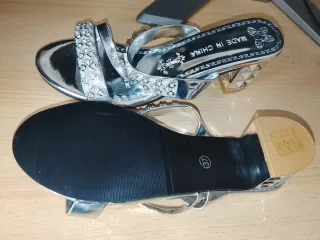 Sandalias de fiesta plateadas talla 37