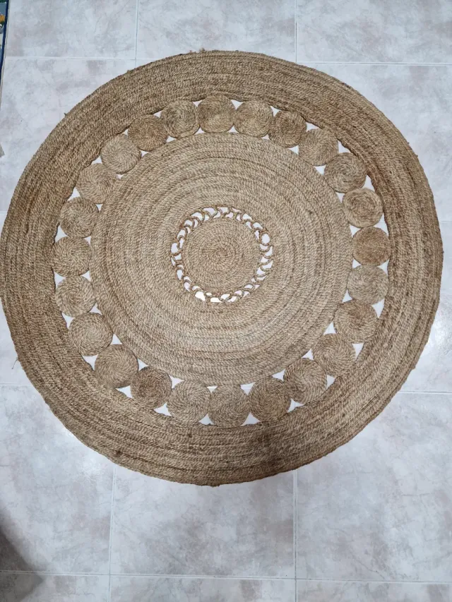 Alfombra redonda de yute tejida