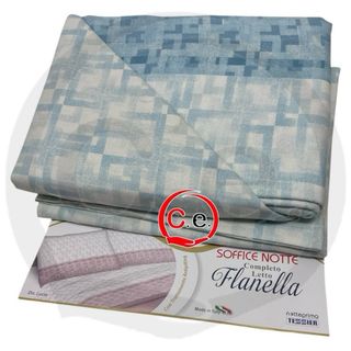 Set Lenzuola Flanella Matrimoniale Rosa/Bianco