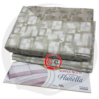Set Lenzuola Flanella Matrimoniale Rosa/Bianco