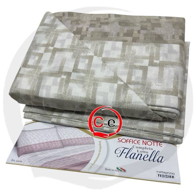 Set Lenzuola Flanella Matrimoniale Rosa/Bianco