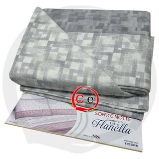 Set Lenzuola Flanella Matrimoniale Rosa/Bianco