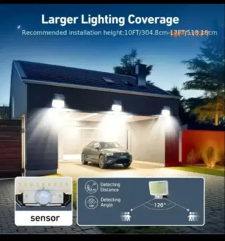 4 Faretti Solari 300 LED con Sensore di Movimento