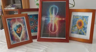 4 Quadri Decorativi in Legno e Cristallo