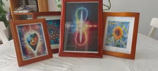 4 Quadri Decorativi in Legno e Cristallo