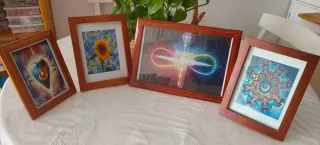 4 Quadri Decorativi in Legno e Cristallo