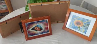 4 Quadri Decorativi in Legno e Cristallo