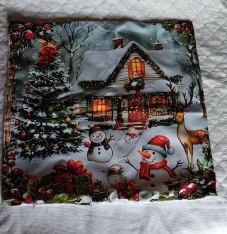 Copricuscino Arredo Natale Casa Neve