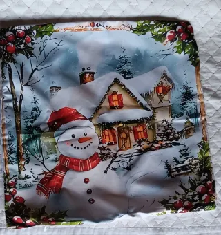 Copricuscino Arredo Natale Casa Neve
