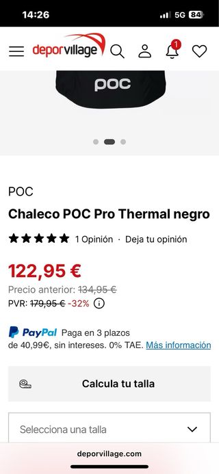 Chaleco TERMAL POC Negro Talla M