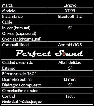 Auriculares inalámbricos Lenovo XT93 (negro)