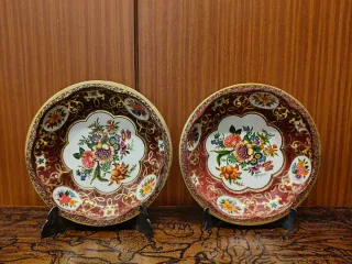 2 Vassoi Vintage Floreali in Metallo