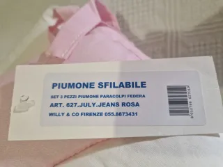 Set 3 pz paracolpi, piumino e federa.