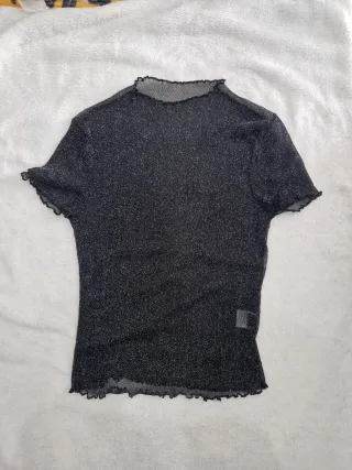Camiseta transparente brillo manga corta