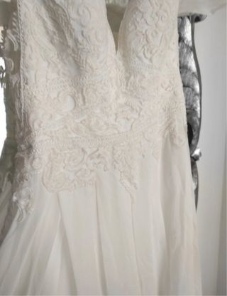 Vestido de Novia Beige y Blanco