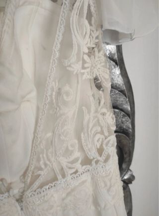 Vestido de Novia Beige y Blanco