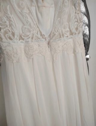 Vestido de Novia Beige y Blanco