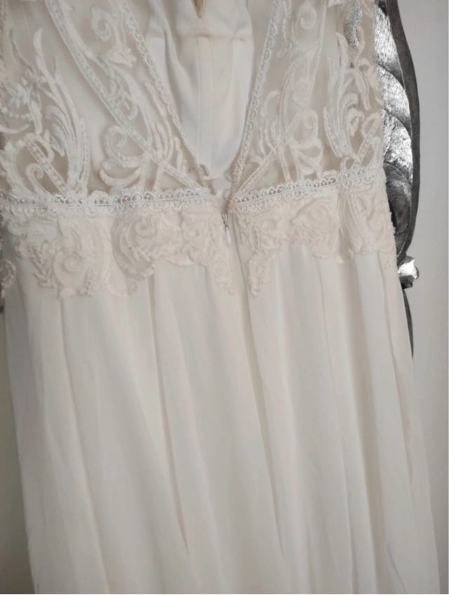 Vestido de Novia Beige y Blanco