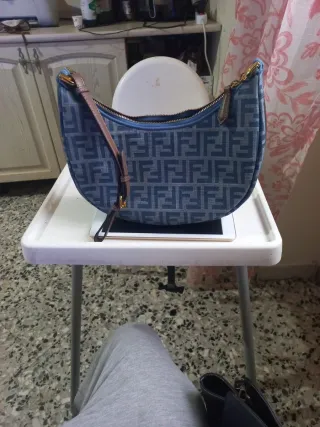 Borsa Fendi Monogram Denim Blu Beige
