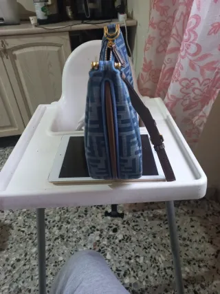 Borsa Fendi Monogram Denim Blu Beige