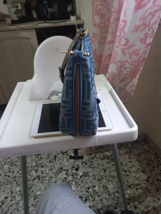 Borsa Fendi Monogram Denim Blu Beige