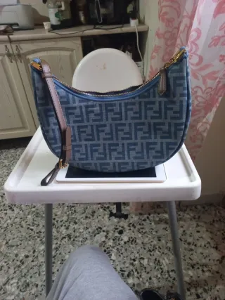 Borsa Fendi Monogram Denim Blu Beige