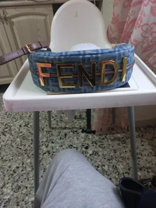 Borsa Fendi Monogram Denim Blu Beige