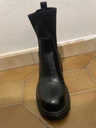 Botines Zara Negros Tacón Grueso
