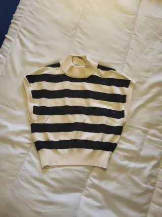 Jersey de punto sin mangas rayas S