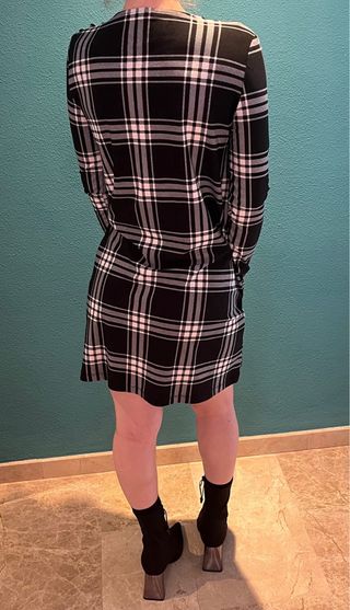 Vestido de cuadros manga larga