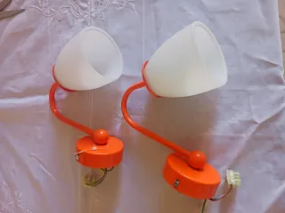 Coppia Appliques Vintage Arancio Vetro