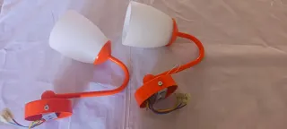 Coppia Appliques Vintage Arancio Vetro