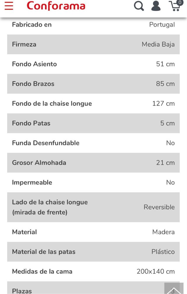 Sofá chaise longue Harris gris