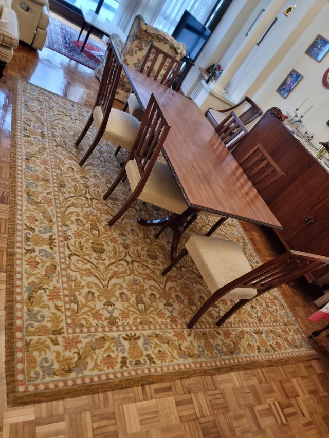 Alfombra de tela y lana multicolor