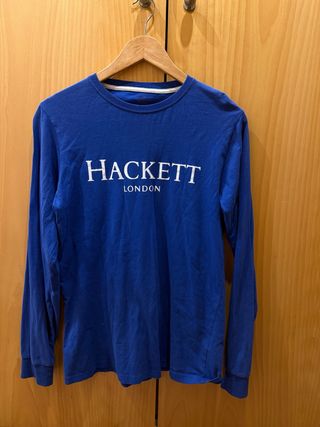 Camiseta Hackett London Manga Larga Azul ,talla 16
