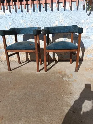 2 Poltrone Vintage in Tessuto e Legno